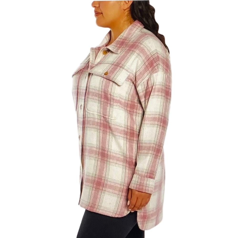 Banana‎ Republic Pink Cream Plain Flannel Wool Blend Shacket Size M - Picture 12 of 16